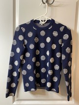 Kenzo Women&#39;s Small Striped Sweater Navy Blue White Circles - $69.29