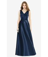 Alfred Sung 754...Sleeveless A-Line Satin Dress with Pockets...Midnight.... - $2,176.46 MXN