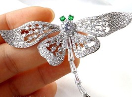 4Ct Round Cut Diamond Butterfly Engagement Brooch Pin 14K White Gold Plated - £237.97 GBP