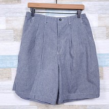 Lee Casuals Vintage 90s Pleated Mom Shorts Blue White Check High Rise Womens 14 - $39.59
