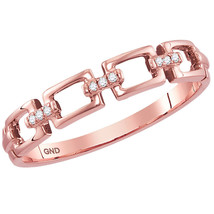 14kt Rose Gold Womens Round Diamond Chain Link Stackable Band Ring .03 Cttw - £157.39 GBP