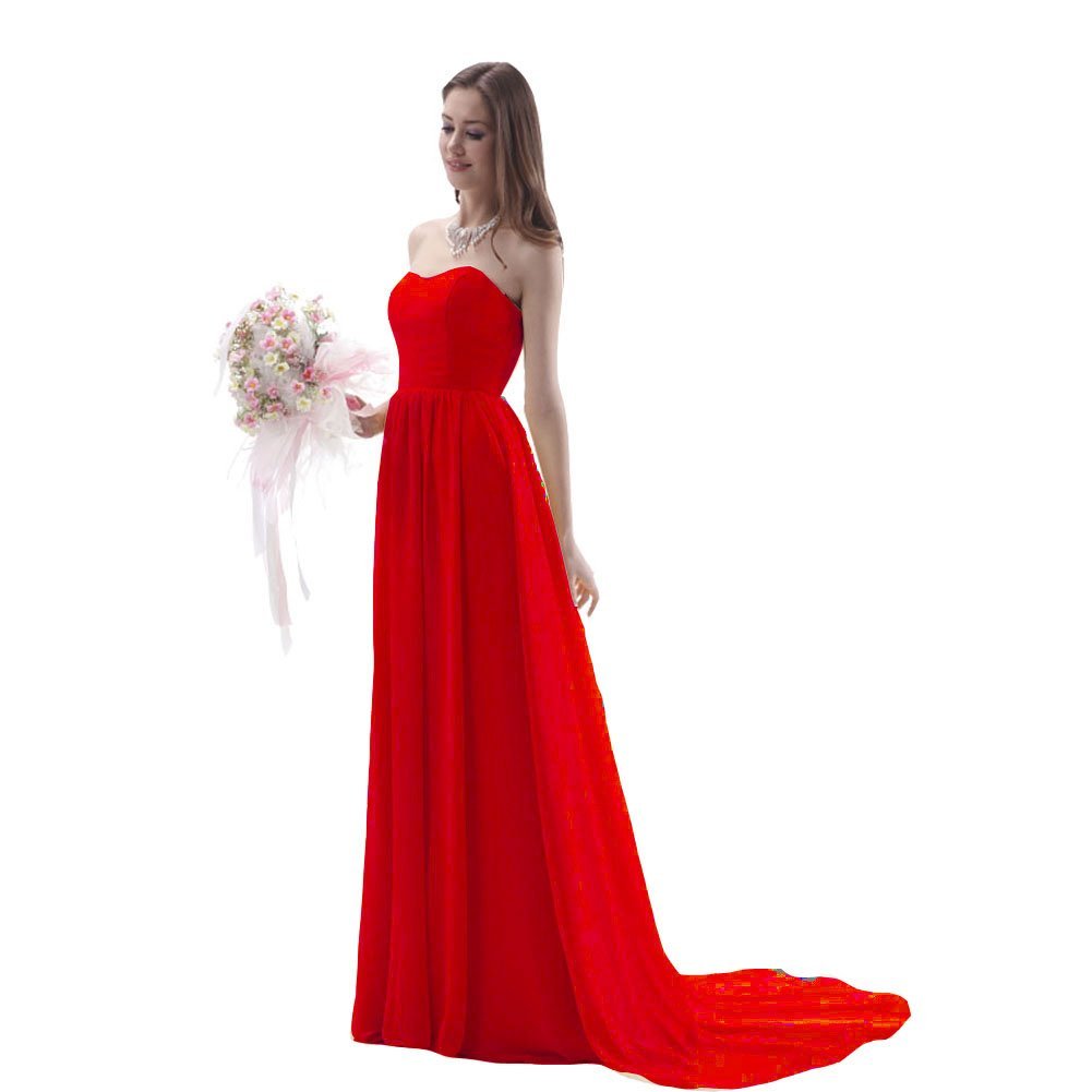 Kivary Women's Long Sweetheart Simple Prom Bridesmaid Dresses Red US 22W