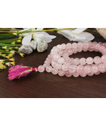 Rose Quartz Round Mala – 8 MM Lab Certified Mala - £56.31 GBP