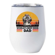 World&#39;s Best Shih Tzu Dog Dad Wine Tumbler 12oz White Cup Gift For Dog Pet Lover - £18.09 GBP