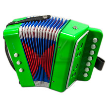 Kids Toy Accordion Green 7 Button 2 Bass Kid Music Instrument High Quality - £22.29 GBP
