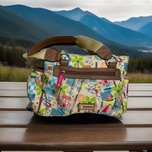 Lily Bloom Multicolored Beach Print 3 Compartment Tote Shoulder Purse Bag - £19.47 GBP