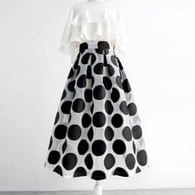 White Polka Dot Midi Skirt Outfit Summer Women Custom Plus Size Long Tutu Skirt image 7