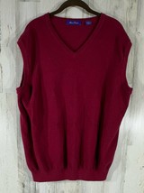 Alan Flusser Mens Pullover Sweater Vest Burgundy Solid Argyle Size XL - £14.17 GBP