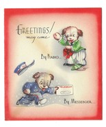 VINTAGE 1940s WWII ERA Christmas Greeting Holiday Card ANTHROPOMOPHIC DOGS - £155.24 GBP