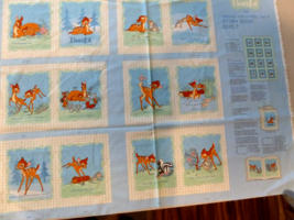 Vtg Walt Disney Bambi Story Book Quilt Fabric Panel Spring Industries Cut &amp; Sew - £9.33 GBP