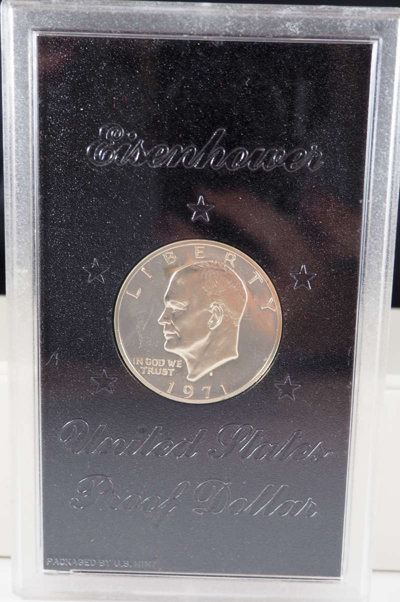 1971 S Eisenhower Dollar Ike 40% Silver Proof in Mint Holder US Coin SKU... - $19.95