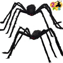2 Pack 5 Ft. Halloween Outdoor Decorations Hairy Black Spider, Scary Giant Spide - £38.96 GBP