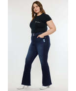 Plus High Rise Double WB Fray Hem Flare Jeans - $85.00
