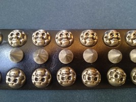 Negro con Clavos Pulsera de Cuero Con Skulls. Ser Un Rockstar Ajustable - €12,23 EUR+