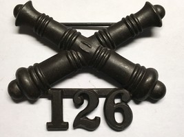 1902-1905, US ARMY ARTILLERY CORPS, BRONZE, 126th FIELD ARTILLERY, COLLA... - $34.65