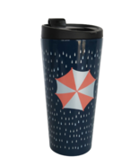 Starbucks 2014 Travel Tumbler Coffee Mug Pink &amp; Silver Umbrella Blue Rai... - £11.35 GBP