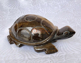 4&quot; Natural Tiger Eye Stone Turtle Handmade Sculpture Decor G054 - £119.80 GBP