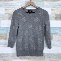 Peck &amp; Peck Luxury Pure Cashmere Sweater Gray Sequin Circles 2 Ply Women... - £47.47 GBP