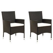  Garden Chair Set of 2 Black and Cream White - $136.49
