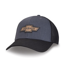 Chevrolet Vintage Woodgrain Bowtie Dark Gray and Black Mesh Hat - £23.97 GBP