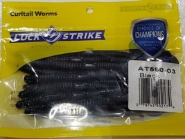 Luck E Strike 6&quot; CurlTail Worms 12 in each pack NEW IN PACKAGE Black - AT590-03 - £5.62 GBP