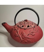Cast Iron Tea Pot with Lid Cardinal and Leaf Pattern - £59.43 GBP
