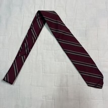 Ketch blue Tan striped Tie 3.25” mens Designer Necktie Burgundy With Whi... - $9.49