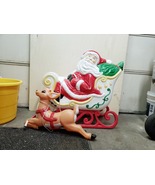Lighted Vintage Blow Mold Santa in RED Sleigh with one reindeer.q - £355.57 GBP