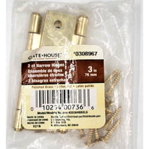 Gate House 3&quot; Polished Brass Hinges 2 Pack 0308967 Narrow Hinge Building - £6.25 GBP