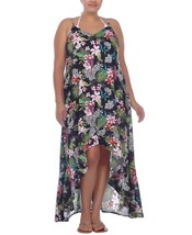 MSRP $58 Raviya Plus Size Printed High-Low Dress Cover-Up Black Size 0X - £19.26 GBP