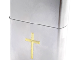 Engraved Cross Design Zippo Lighter Flat Satin Chrome Finish - £24.04 GBP