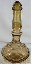 Cut Amber Glass Bottle &amp; Tall Open Stopper. Marked G. Jaeger Gesetz Gesch. - £20.82 GBP