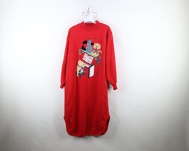 Vintage 90s Womens Medium Distressed Cat Dog Piano Night Gown Sweatshirt... - $44.50