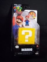 Nintendo Super Mario Bros Movie 1&quot; Mario figure &amp; question cube scene NEW - £14.34 GBP