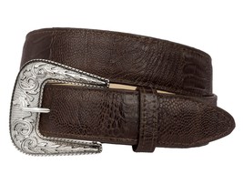 Men Ostrich Leg Pattern Leather Western Cowboy Belt Brown Removable Buck... - £27.90 GBP