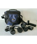 Pentax ME Manual Focus 35mm SLR Camera + 3 Lenses, Autowinder, Flash, Lo... - $2,238.72 MXN