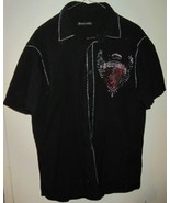 RAWYALTY COUTURE RHINESTONE Black Western Style Button Shirt Sz Large - £35.44 GBP