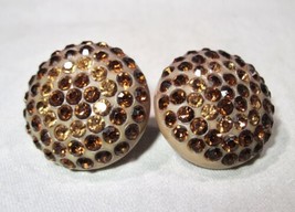 Vintage Large Circle Round Bakelite Rhinestone Clip Earrings K219 - £43.47 GBP