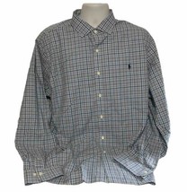 Polo Ralph Lauren Shirt Men 2XL Long Sleeve Blue Plaid Non Iron Cotton - £17.33 GBP