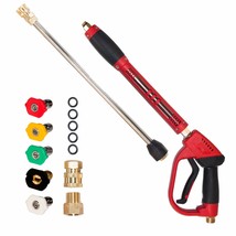 Pressure Washer Gun, Red High Power Washer Gun With Replacement Wand Ext... - £51.89 GBP