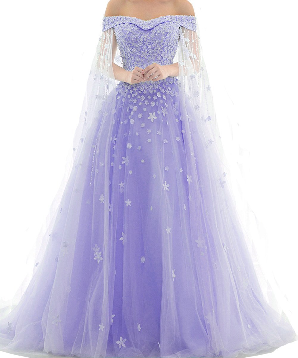 Kivary Off Shoulder Lace Beaded Long A Line Formal Prom Dresses Evening Gowns Li