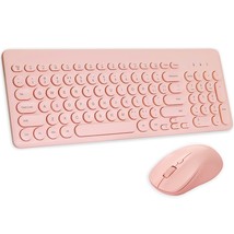 Wireless Keyboard And Mouse Combo, Sweet Pink Cute Keyboard, 2.4G Usb Ergonomic  - £52.74 GBP