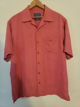 Pendleton Biscayne Pink Checker Rayon Blend Short Sleeve Shirt Men&#39;s MED... - $19.62