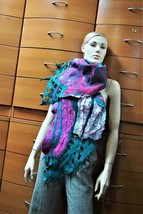FELTED WOOL SCARF HANDMADE UNIQUE HOLIDAY GIFT IDEA FOR WOMEN MADE IN EU... - £190.02 GBP