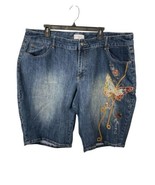 Venezia Denim Jean Cargo Shorts Womens Plus size 24 Embroidered Butterflies - $27.71