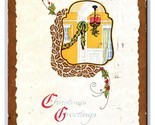 Arti E Creazioni Art Déco Auguri di Natale Dorato Goffrato DB Cartolina P23 - $4.04