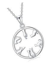 Cat Necklace Sterling Silver Cat Pendant Necklace - £88.82 GBP