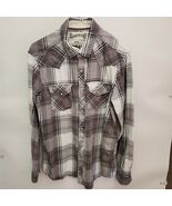 Western style men Roebuck medium size long sleeve button snaps work shir... - $21.95