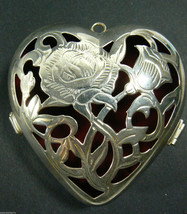 LENOX Kirk Stieff  Silverplate Heart Floral filigree Red velvet box gift... - $23.76