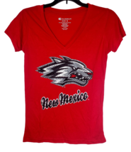 Colosseum Women&#39;s New Mexico Lobos Short Sleeve V-Neck T-Shirt, RED - SMALL - £11.86 GBP